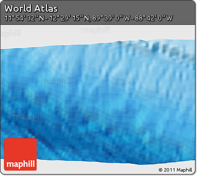 Political 3D Map of the Area around 12° 11' 54" N, 89° 10' 30" W