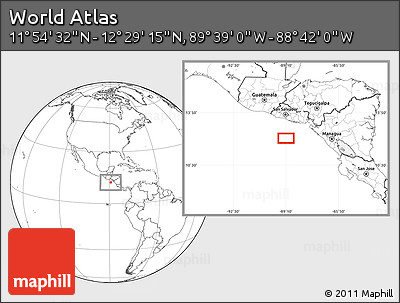 Blank Location Map of the Area around 12° 11' 54" N, 89° 10' 30" W