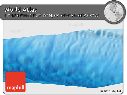 Shaded Relief Panoramic Map of the Area around 12° 11' 54" N, 89° 10' 30" W