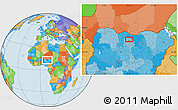 Political Location Map of the area around 12° 11' 54" N, 8° 34' 29" E