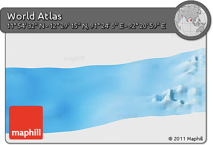 Physical Panoramic Map of the Area around 12° 11' 54" N, 91° 52' 30" E