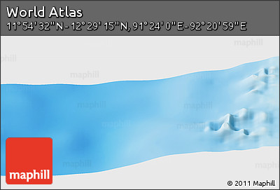 Physical Panoramic Map of the Area around 12° 11' 54" N, 91° 52' 30" E