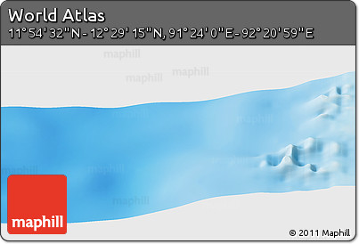 Physical Panoramic Map of the Area around 12° 11' 54" N, 91° 52' 30" E