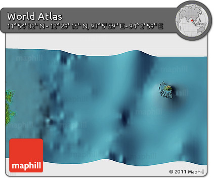 Satellite 3D Map of the Area around 12° 11' 54" N, 93° 34' 29" E
