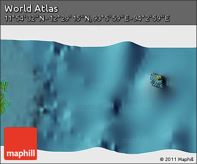 Satellite 3D Map of the Area around 12° 11' 54" N, 93° 34' 29" E