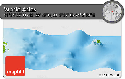 Physical Panoramic Map of the Area around 12° 11' 54" N, 93° 34' 29" E