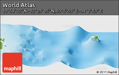 Physical Panoramic Map of the Area around 12° 11' 54" N, 93° 34' 29" E
