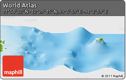 Physical Panoramic Map of the Area around 12° 11' 54" N, 93° 34' 29" E