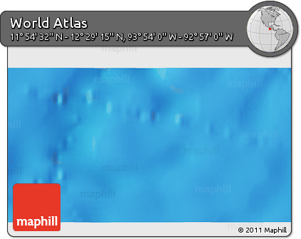 Shaded Relief 3D Map of the Area around 12° 11' 54" N, 93° 25' 30" W