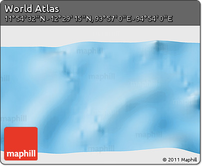 Shaded Relief 3D Map of the Area around 12° 11' 54" N, 94° 25' 30" E