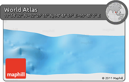 Physical Panoramic Map of the Area around 12° 11' 54" N, 95° 16' 30" E