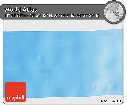 Shaded Relief 3D Map of the Area around 12° 11' 54" N, 96° 7' 30" E