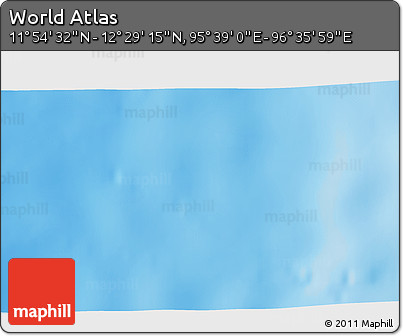 Shaded Relief 3D Map of the Area around 12° 11' 54" N, 96° 7' 30" E