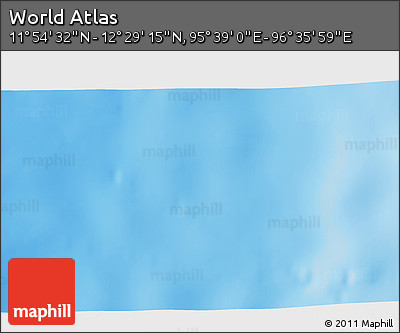 Shaded Relief 3D Map of the Area around 12° 11' 54" N, 96° 7' 30" E
