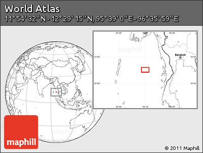 Blank Location Map of the Area around 12° 11' 54" N, 96° 7' 30" E