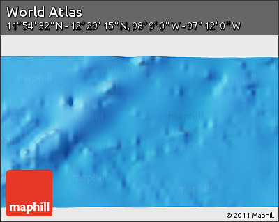 Physical 3D Map of the Area around 12° 11' 54" N, 97° 40' 30" W
