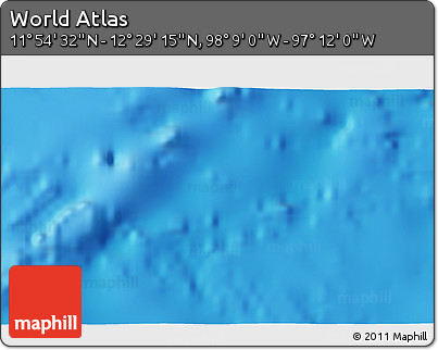 Physical 3D Map of the Area around 12° 11' 54" N, 97° 40' 30" W