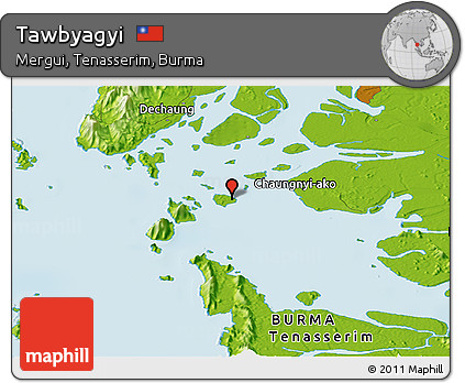 Physical Panoramic Map of Tawbyagyi