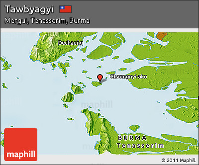 Physical Panoramic Map of Tawbyagyi