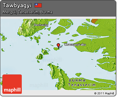 Physical Panoramic Map of Tawbyagyi
