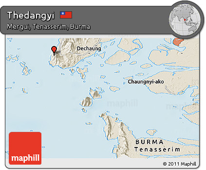 Shaded Relief Panoramic Map of Thedangyi
