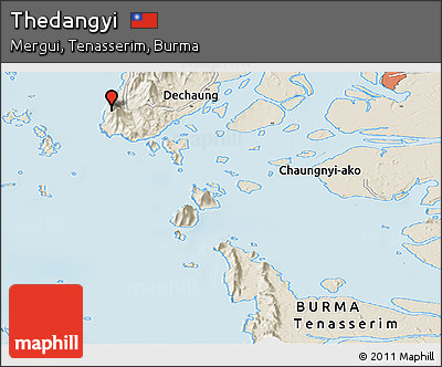 Shaded Relief Panoramic Map of Thedangyi