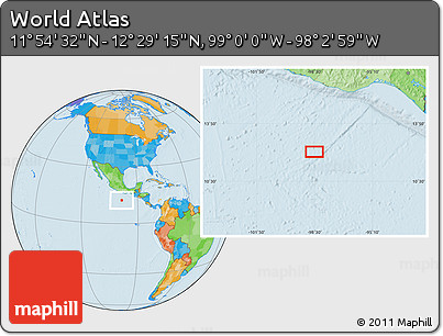 Political Location Map of the Area around 12° 11' 54" N, 98° 31' 30" W