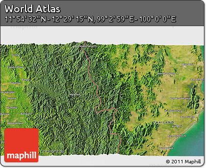 Satellite 3D Map of the Area around 12° 11' 54" N, 99° 31' 30" E