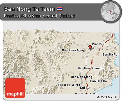 Shaded Relief Panoramic Map of Ban Nong Ta Taem