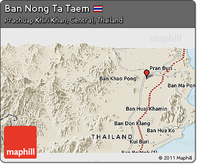 Shaded Relief Panoramic Map of Ban Nong Ta Taem