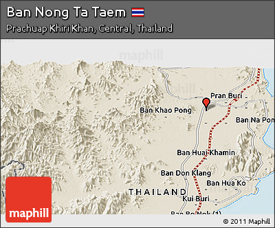 Shaded Relief Panoramic Map of Ban Nong Ta Taem