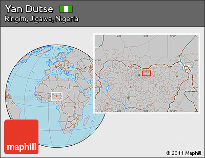 Gray Location Map of Yan Dutse