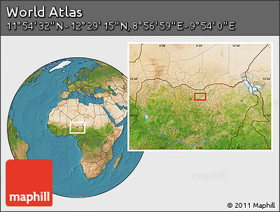 Satellite Location Map of the Area around 12° 11' 54" N, 9° 25' 30" E