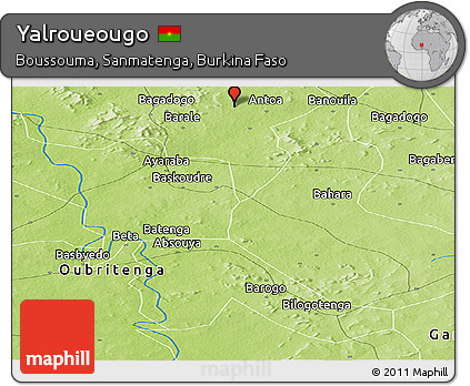 Physical Panoramic Map of Yalroueougo