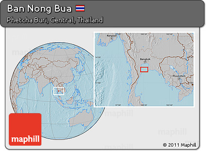 Gray Location Map of Ban Nong Bua, hill shading