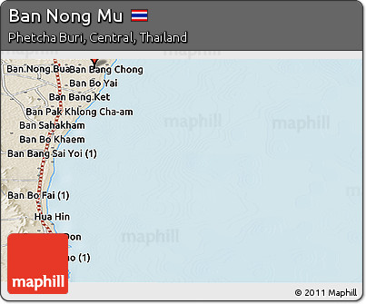 Shaded Relief Panoramic Map of Ban Nong Mu