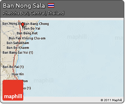 Shaded Relief Panoramic Map of Ban Nong Sala