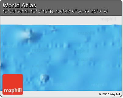 Shaded Relief 3D Map of the Area around 12° 42' 56" N, 100° 13' 29" W