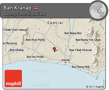 Shaded Relief 3D Map of Ban Kranap