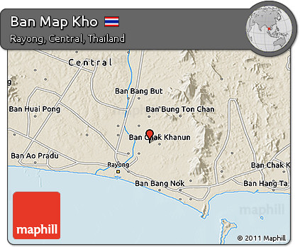 Shaded Relief 3D Map of Ban Map Kho
