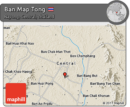 Shaded Relief 3D Map of Ban Map Tong