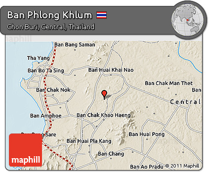 Shaded Relief 3D Map of Ban Phlong Khlum
