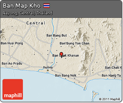 Shaded Relief 3D Map of Ban Map Kho