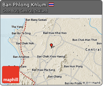 Shaded Relief 3D Map of Ban Phlong Khlum