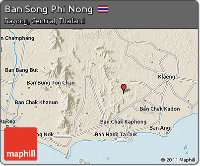 Shaded Relief 3D Map of Ban Song Phi Nong