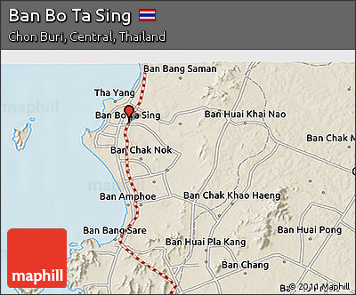 Shaded Relief 3D Map of Ban Bo Ta Sing