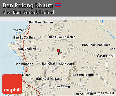 Shaded Relief 3D Map of Ban Phlong Khlum