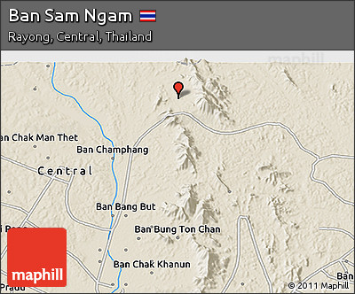 Shaded Relief 3D Map of Ban Sam Ngam