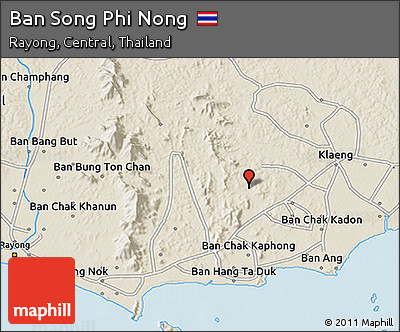 Shaded Relief 3D Map of Ban Song Phi Nong