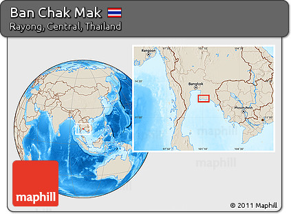 Shaded Relief Location Map of Ban Chak Mak